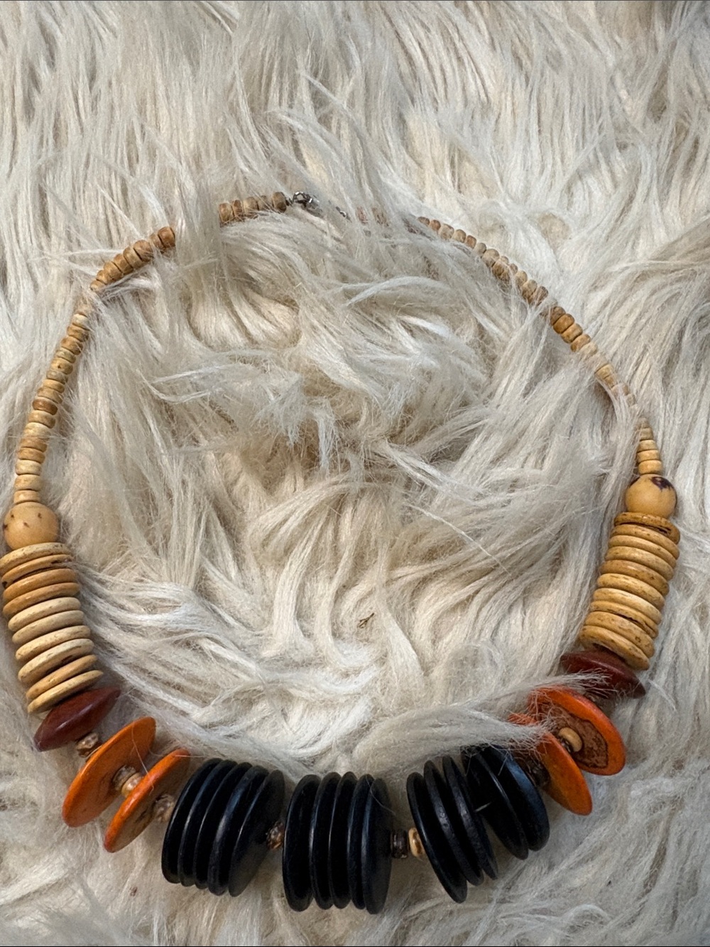 Bohemian Wooden Bead Disc Necklace for Women